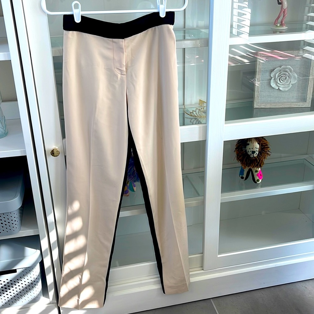 Trina Turk Cream and Black Straight Leg Pants